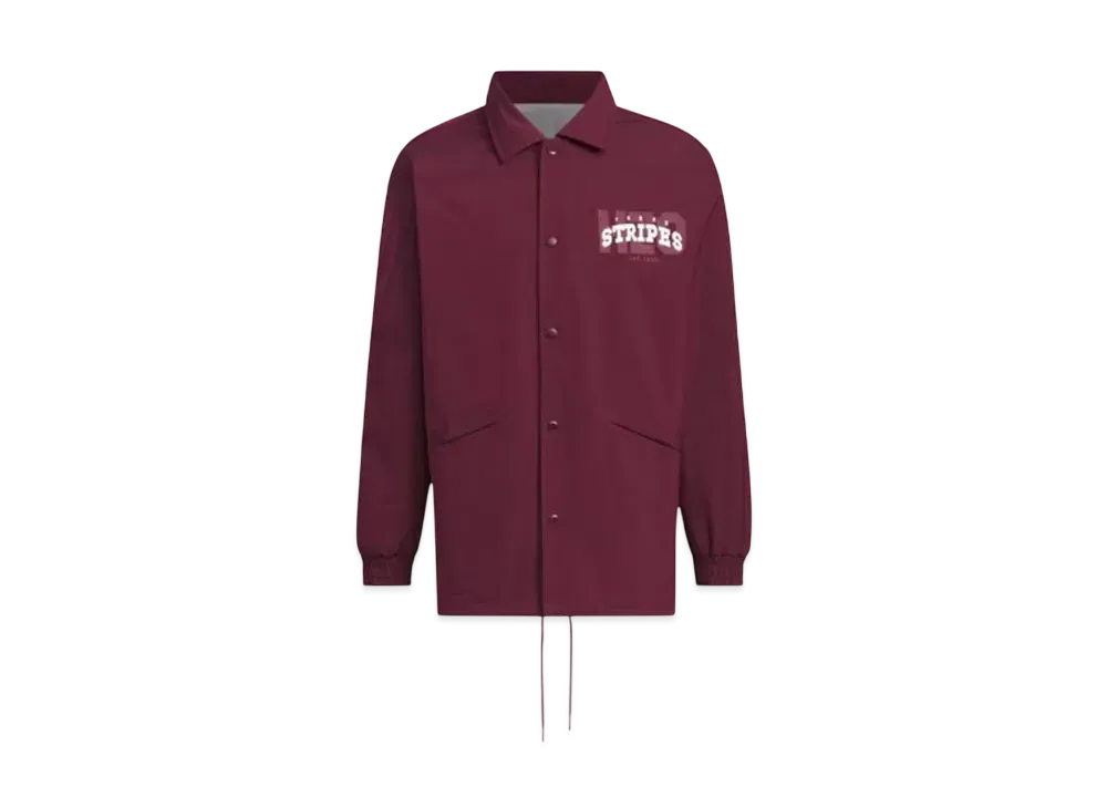adidas College Pack Loose Fit Brushed Tricot Lined Woven Coach Jacket "Maroon"