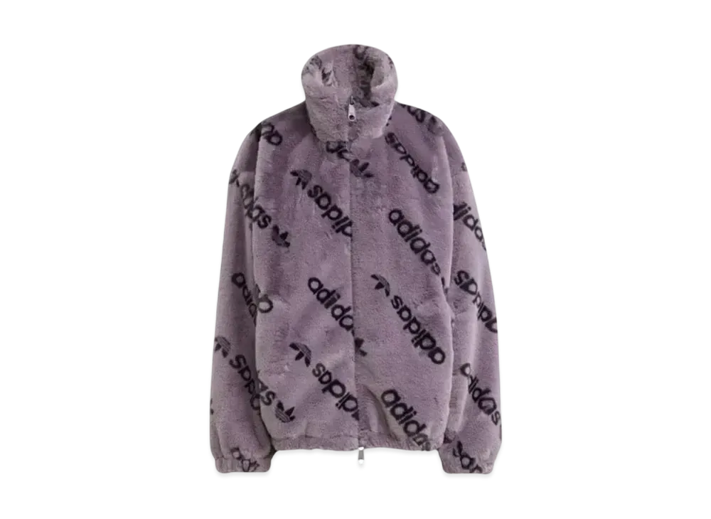 adidas Tonal Allover Print Fur Jacket "Trace Grey"