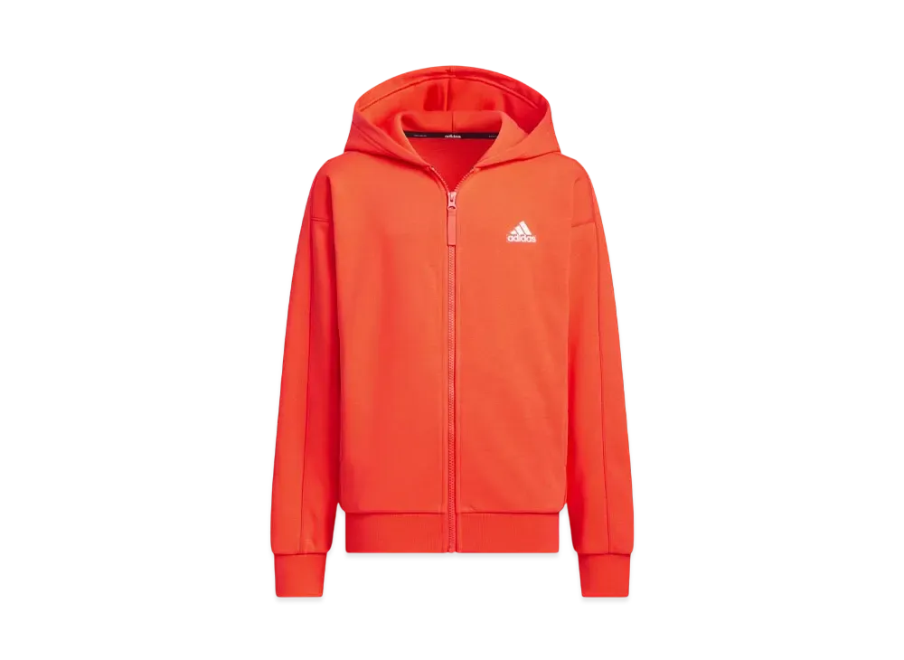 adidas Warding Pack Loose Fit French Terry Full Zip Parka Kids "Bright Red"