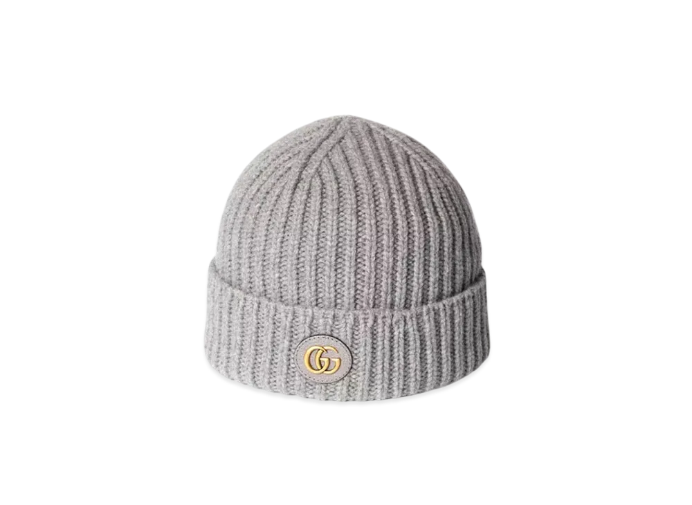 GUCCI Wool Cashmere Hat with Double G "Light Gray"