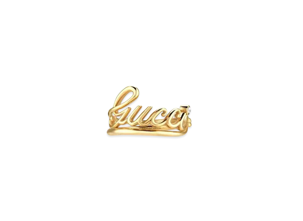 GUCCI Wide Ring with Gucci Script "Yellow Gold"