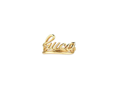 GUCCI Wide Ring with Gucci Script "Yellow Gold"