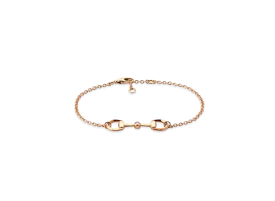 GUCCI 18K Horsebit Diamond Chain Bracelet "Pink Gold"
