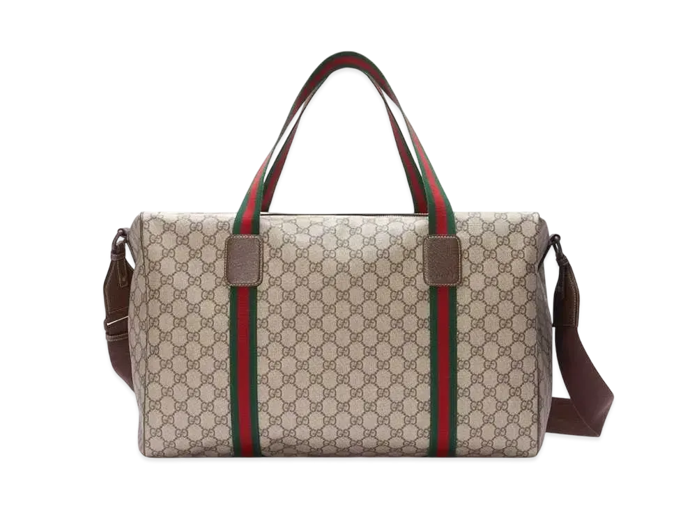 GUCCI Medium Duffle Bag with Web "Beige/Ebony"