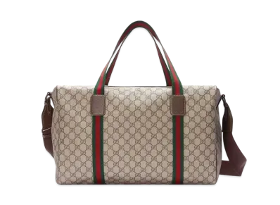 GUCCI Medium Duffle Bag with Web "Beige/Ebony"