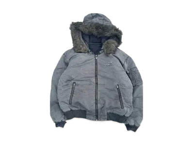 9090 Washed Bomber Jacket "CHARCOAL BLACK"