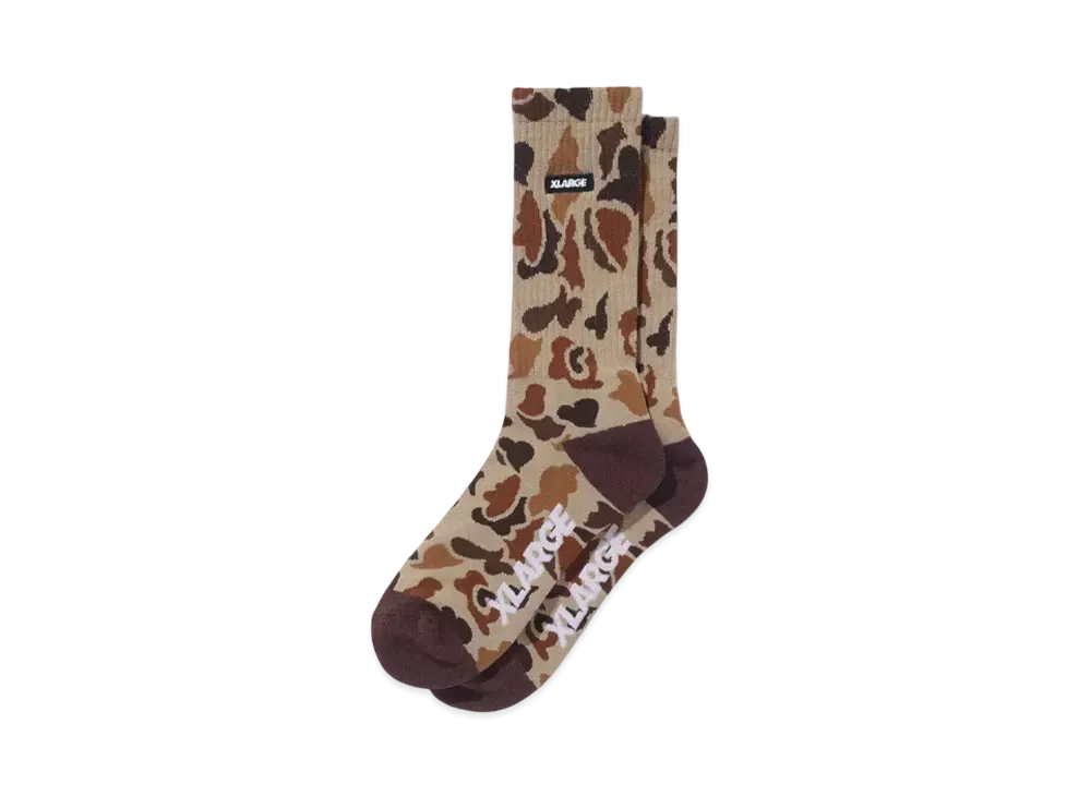 XLARGE SQUARE LOGO SOCKS "BROWN"