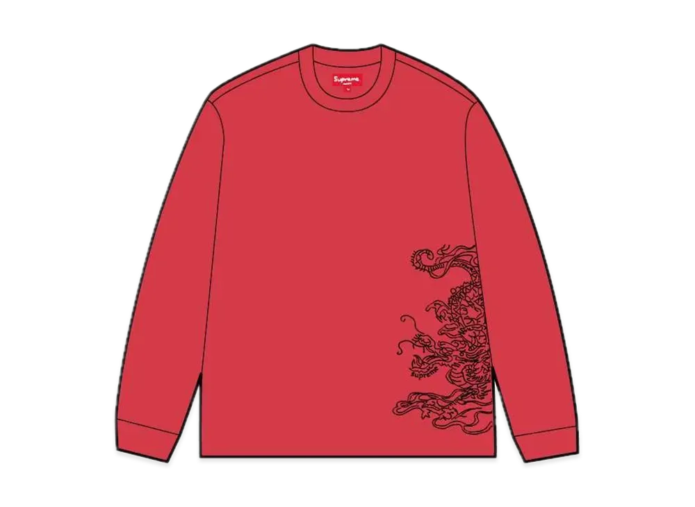 Supreme Dragon Embroidered L/S Top "Red"