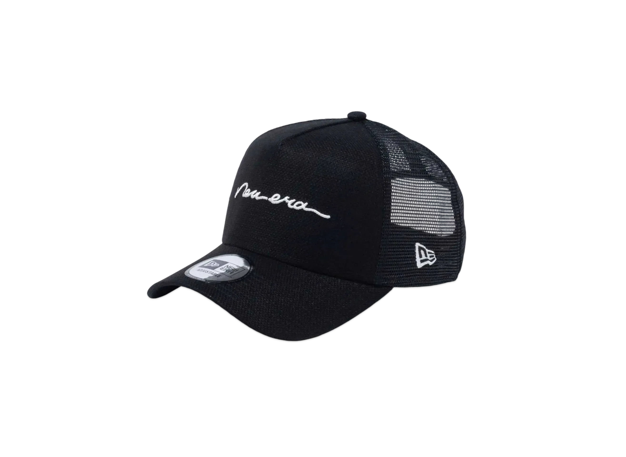 NEW ERA 9Forty A-Frame Tracker Cotton Flax Handwritten Logo "Black"