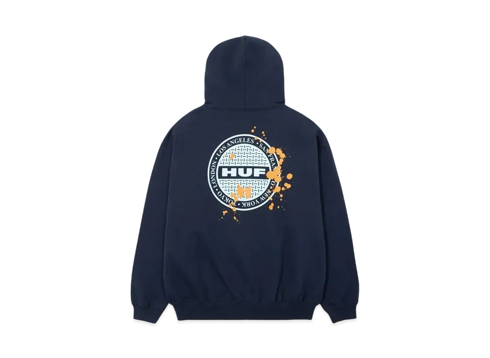 HUF Winter 24 Manhole Fleece Full Zip Hoodie "Navy"