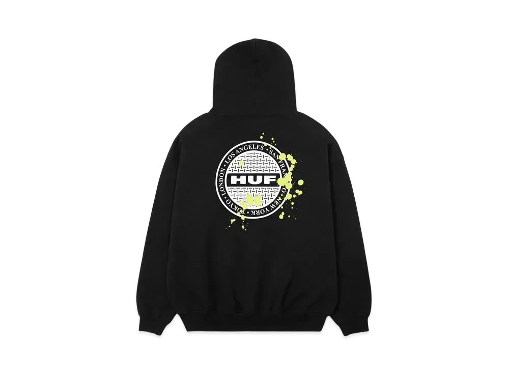 HUF Winter 24 Manhole Fleece Full Zip Hoodie "Black"