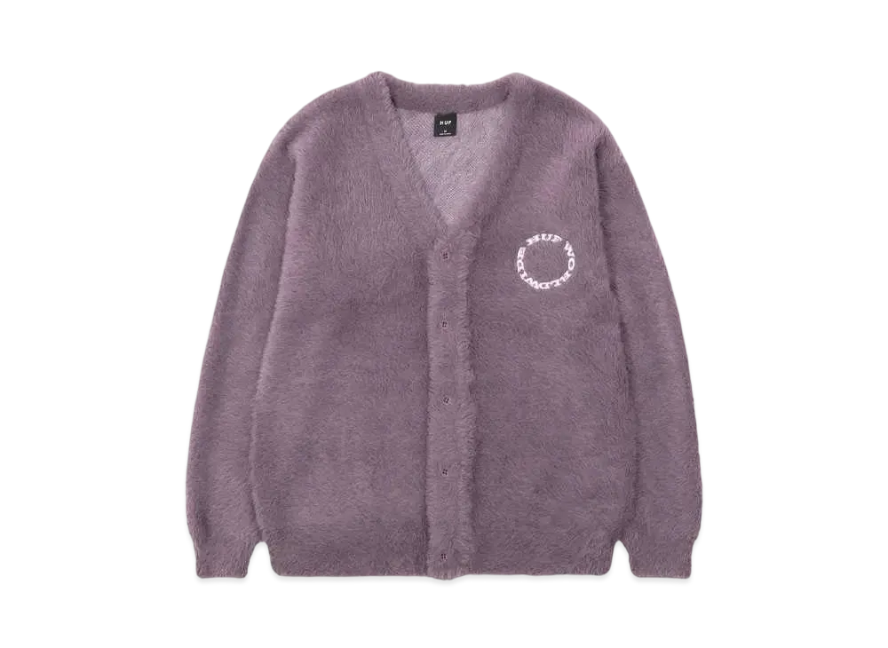 HUF Winter 24 Hard Note Cardigan "Light Plum"