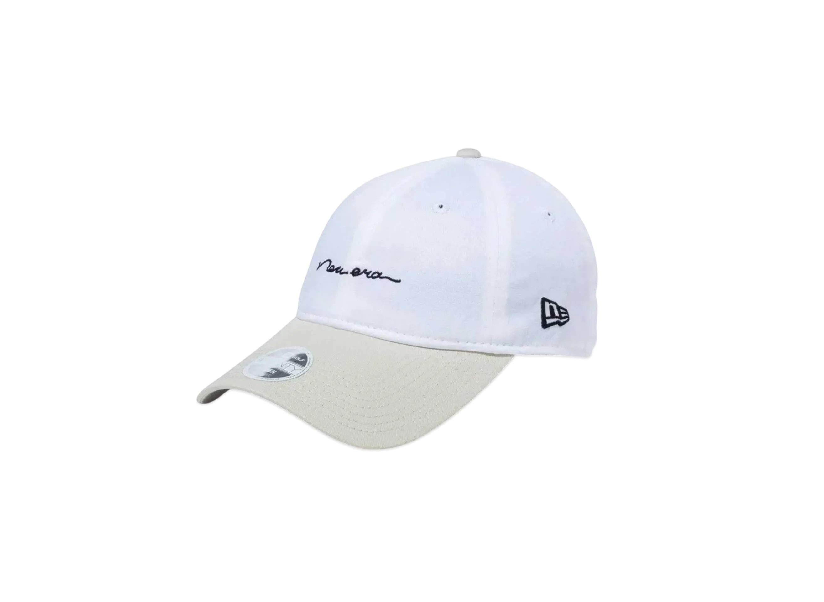 NEW ERA Golf Women's 9Twenty Long Visor Stretch Cotton Washable Handwritten Logo "White/Chrome White"