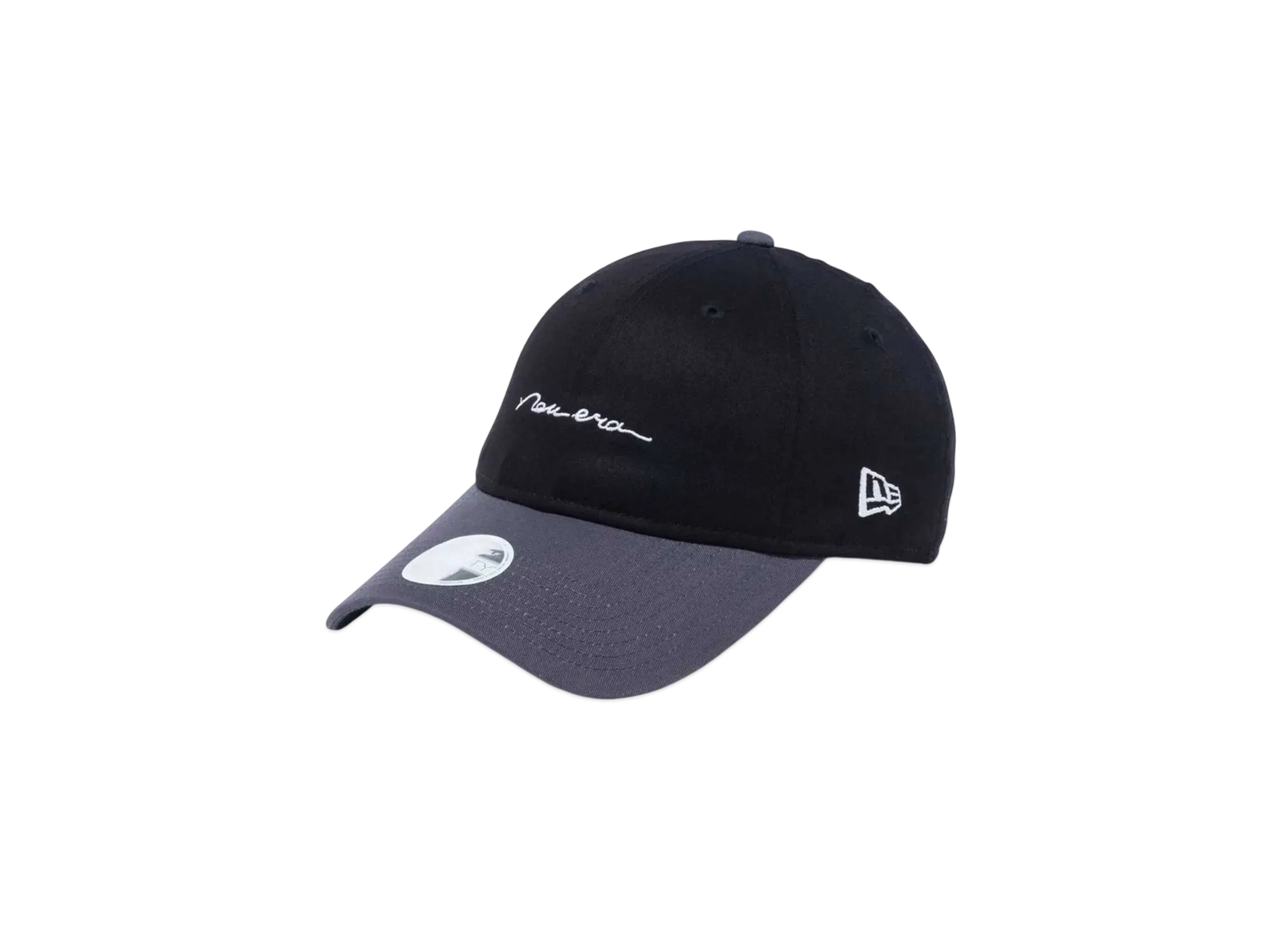 NEW ERA Golf Women's 9Twenty Long Visor Stretch Cotton Washable Handwritten Logo "Black/Gray"