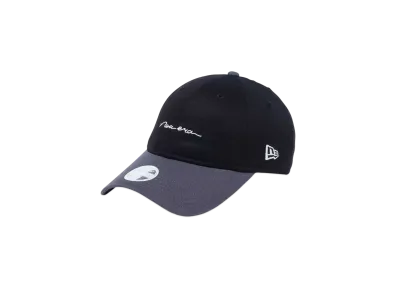 NEW ERA Golf Women's 9Twenty Long Visor Stretch Cotton Washable Handwritten Logo "Black/Gray"