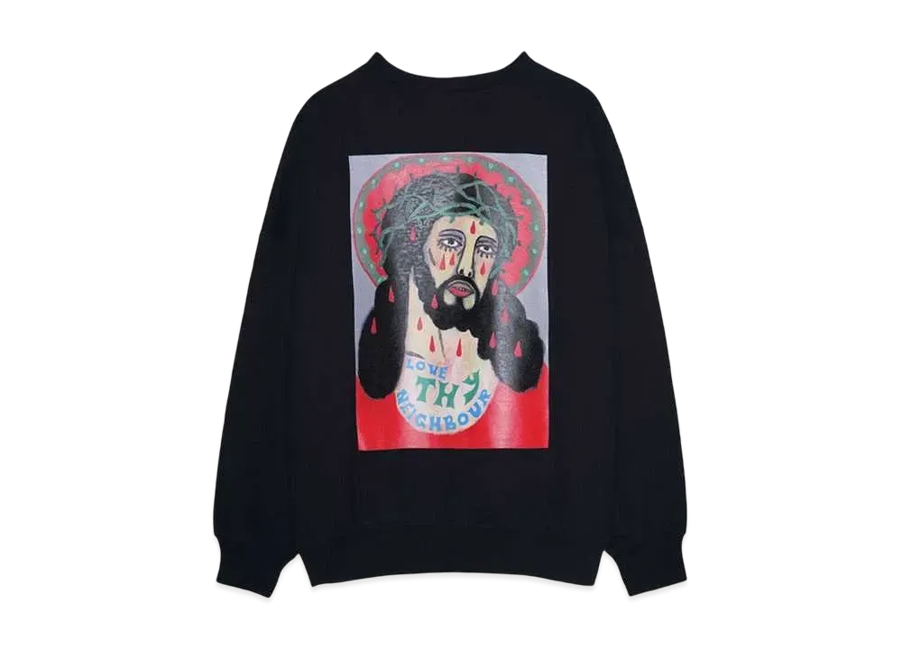 COOTIE PRODUCTIONS Print Sweat Crew (LOVE THY NEIGHBOUR) "BLACK"