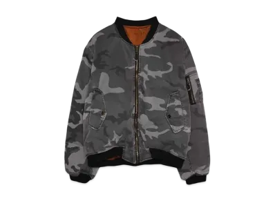 F.M.C.D. ANTIQUE WASH CAMO PADDED BOMBER JACKET "URBAN CAMO"