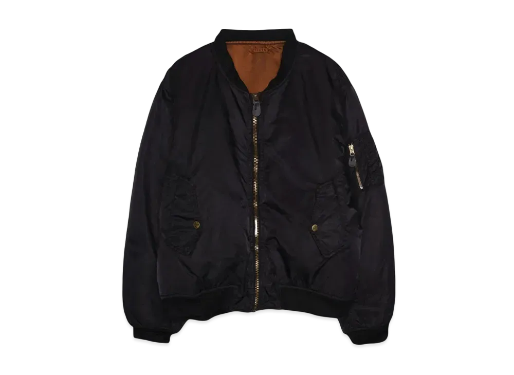 F.M.C.D. ANTIQUE WASH NYLON PADDED BOMBER JACKET "BLACK"