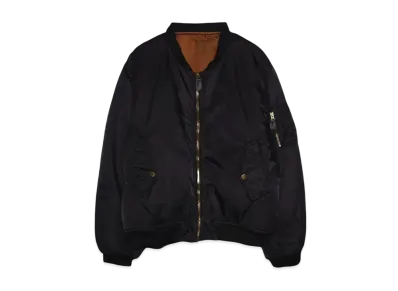 F.M.C.D. ANTIQUE WASH NYLON PADDED BOMBER JACKET "BLACK"