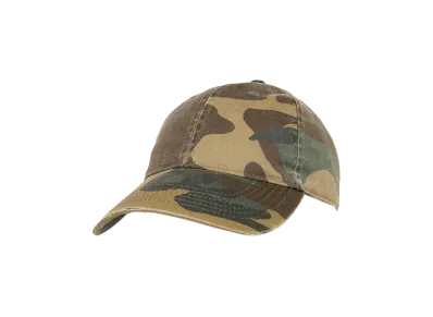 F.M.C.D. DISTRESSED WASH CAMO 6 PANEL CAP "WOODLAND CAMO"