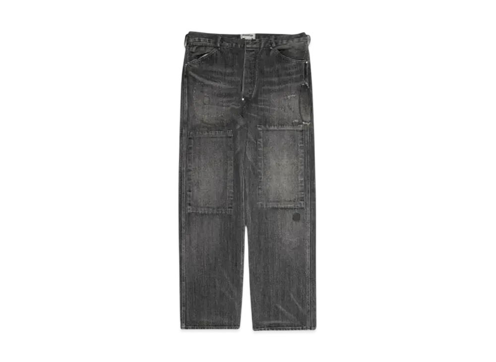 BOW WOW 30S BLACK DENIM PANTS REPAIRED "BLACK AGING"