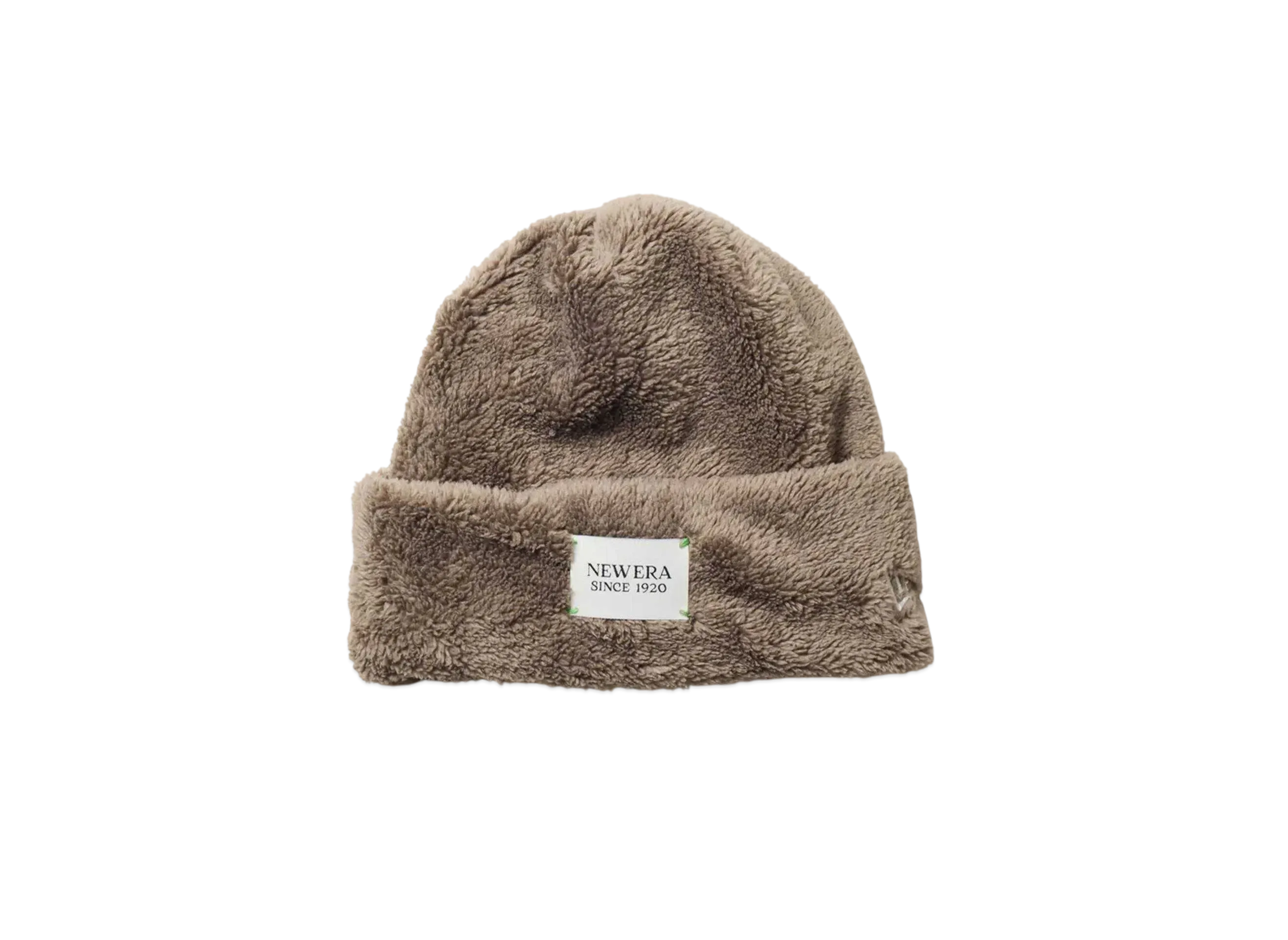 NEW ERA Basic Cuff Knit Mink Fleece Woven Patch "Mocha"