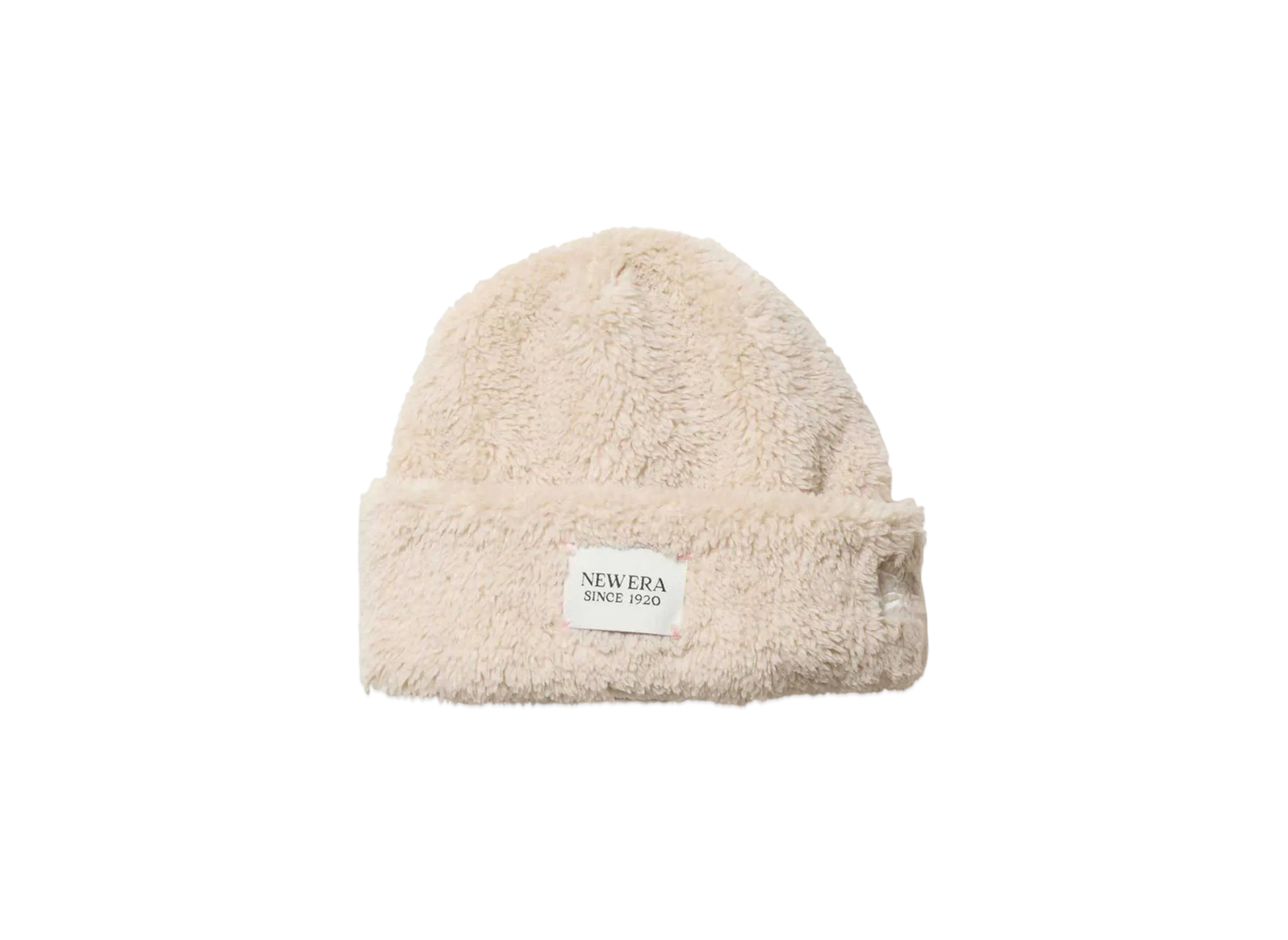 NEW ERA Basic Cuff Knit Mink Fleece Woven Patch "Beige"