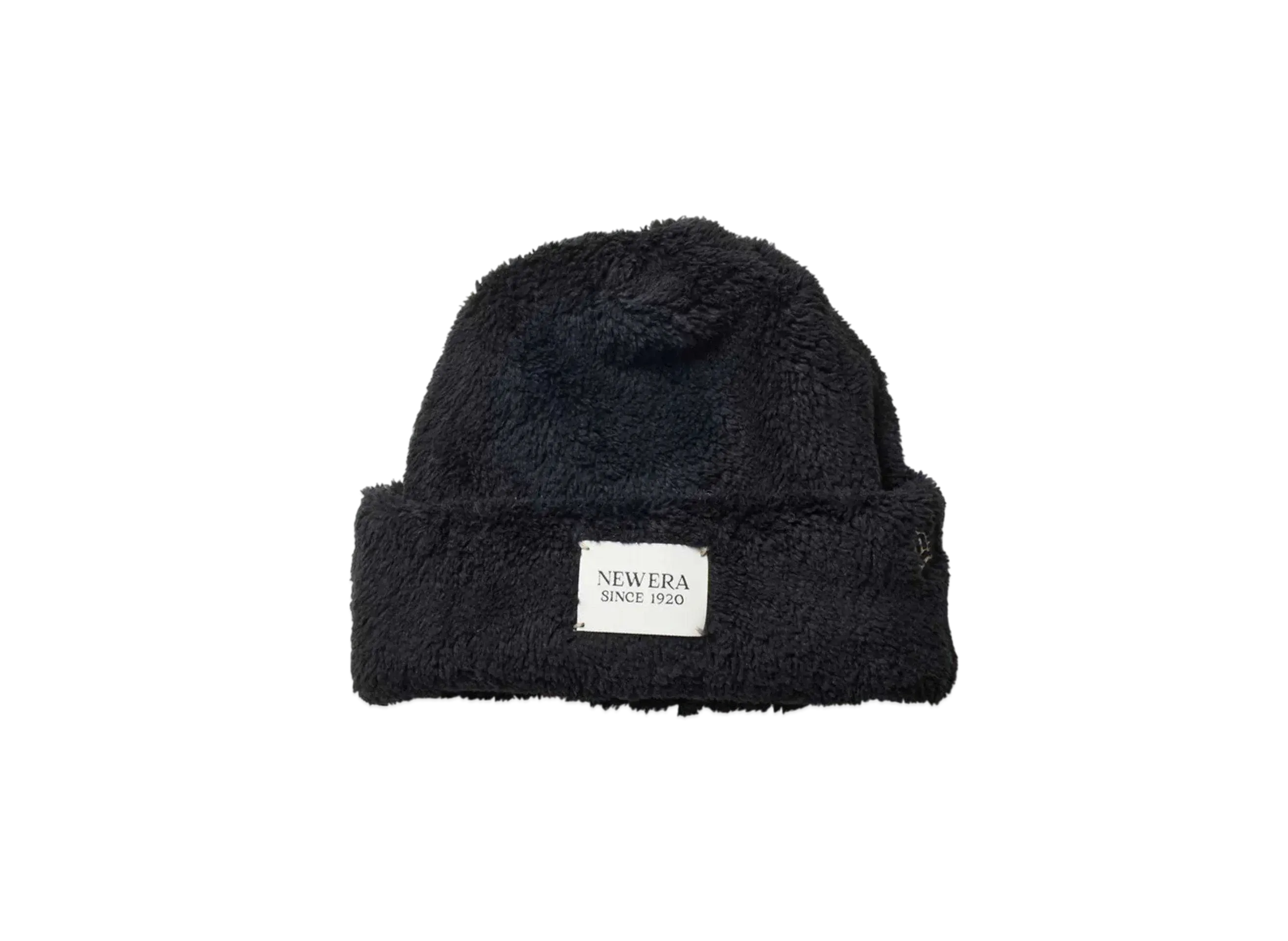 NEW ERA Basic Cuff Knit Mink Fleece Woven Patch "Black"