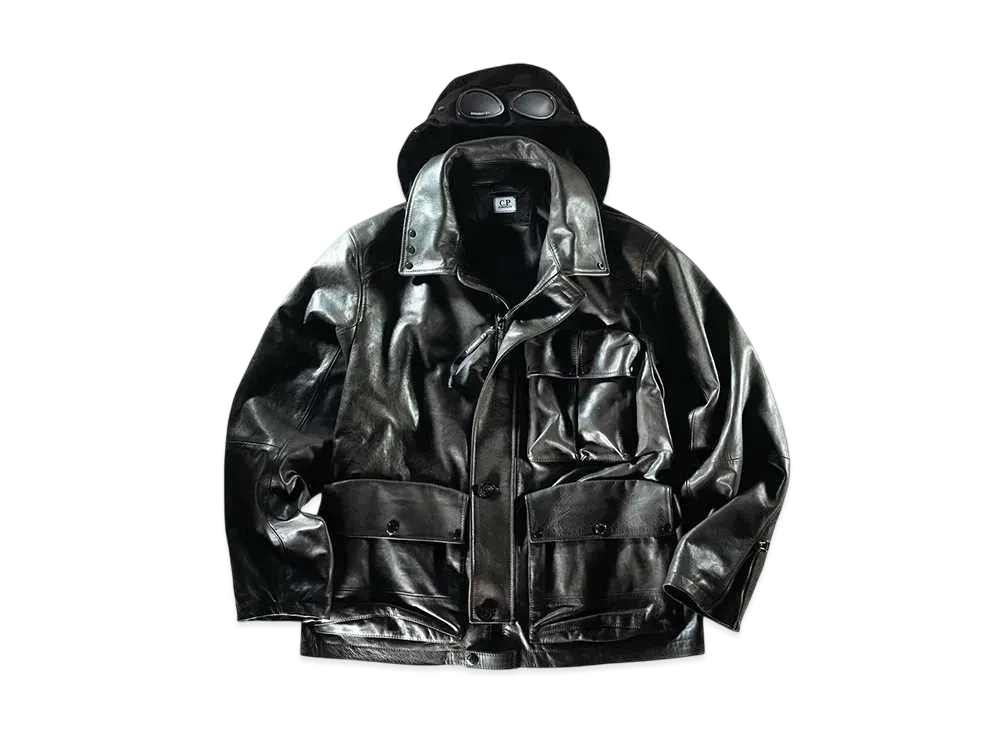C.P. Company Leather Goggle Jacket "Black"