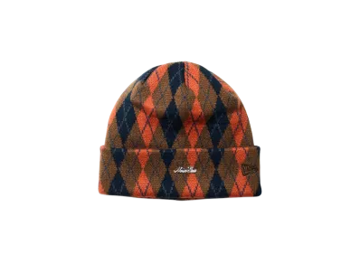 NEW ERA Basic Cuff Knit Argyle Check "Walnut"