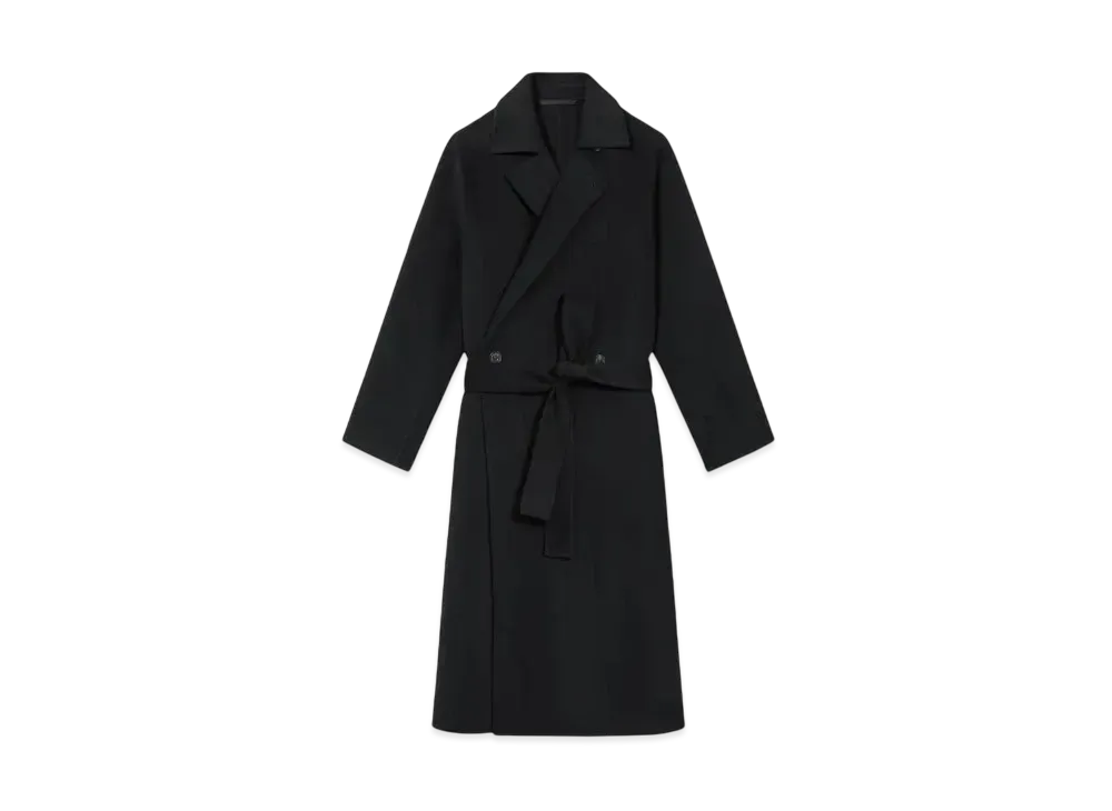 KENZO Long Belt Coat in Wool & Cashmere "Black"