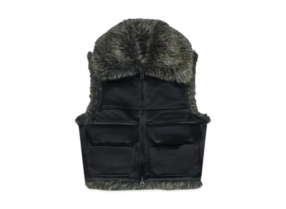 KENZO Sleeveless Aviator Bomber Jacket with Faux Fur "Black"