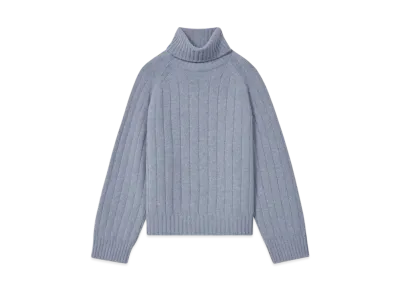 KENZO Oversized Embroidery Rib-Knit Jumper In Wool & Cashmere "Misty Grey"
