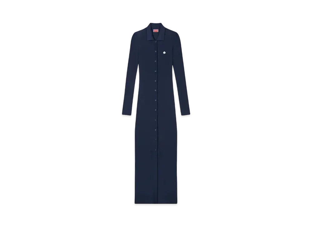 KENZO Long Rib Cardigan Dress "Blue Black"