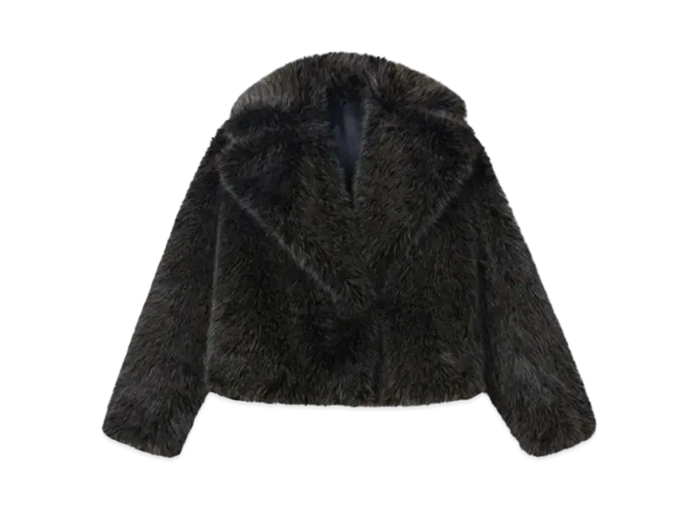 KENZO Short Blouson In Fake Fur "Dark Brown"