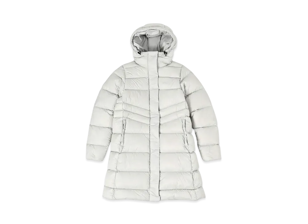 Marmot Women's 750FP Hood Long Jacket "Light Gray"