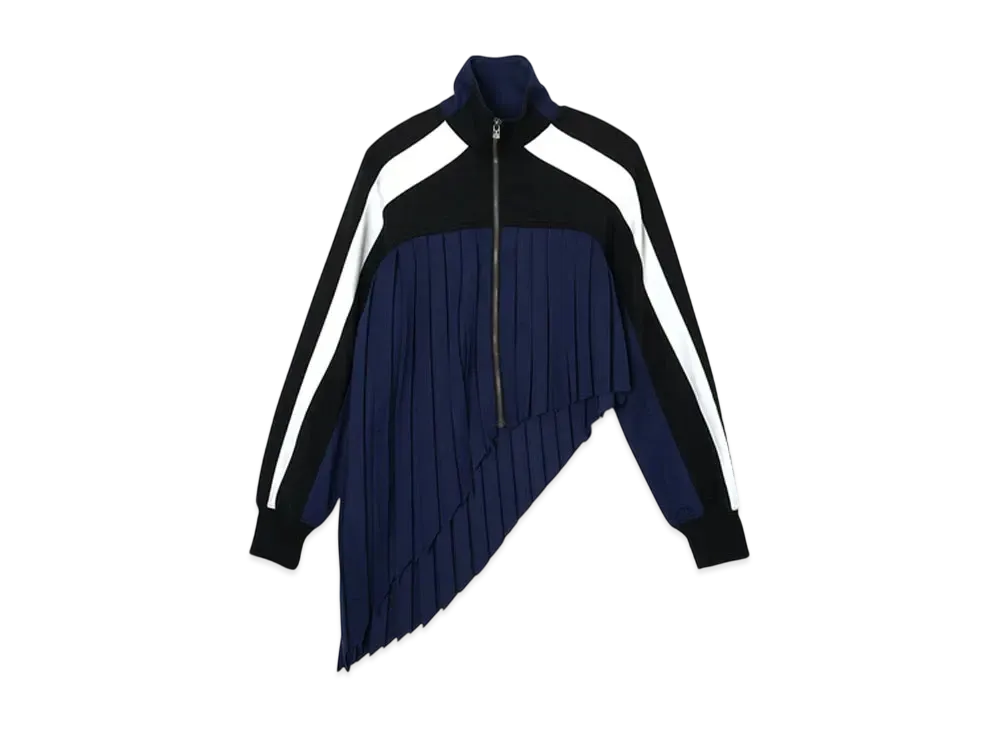 FACETASM Asymmetrical Pleated Jacket "Black/Navy"