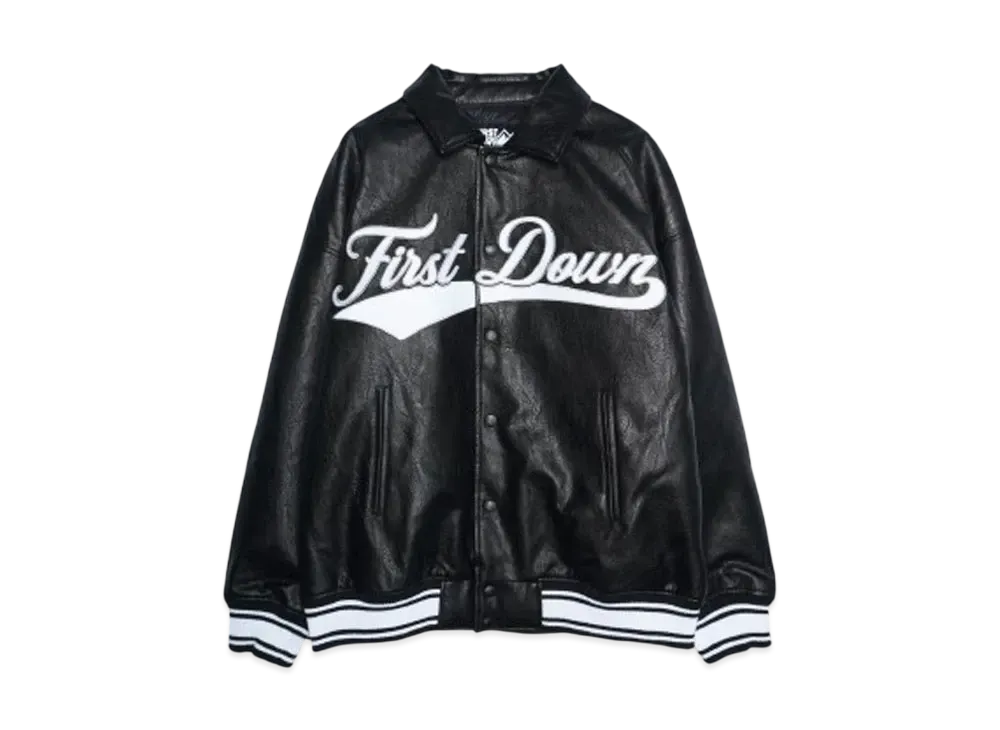 FIRST DOWN PU Varsity Jacket "BLACK"