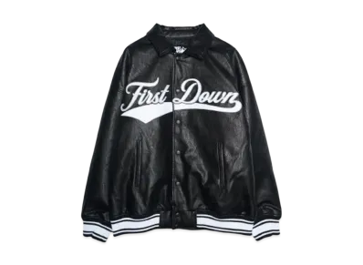 FIRST DOWN PU Varsity Jacket "BLACK"