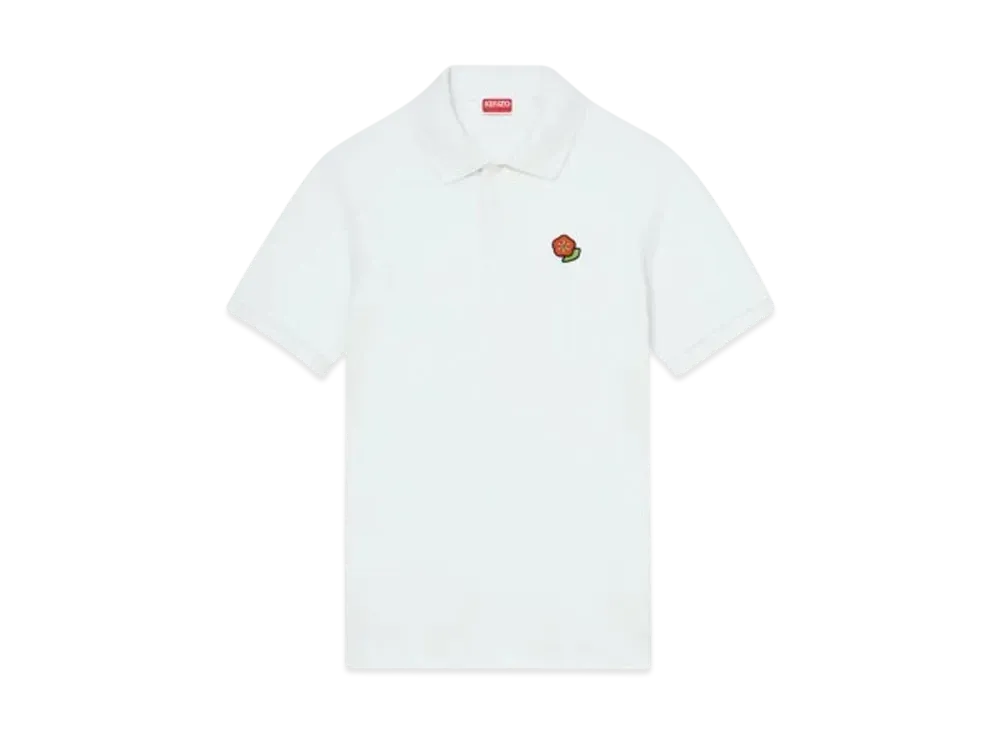 KENZO 'POP' Embroidery Slim Polo in Cotton "Off White"