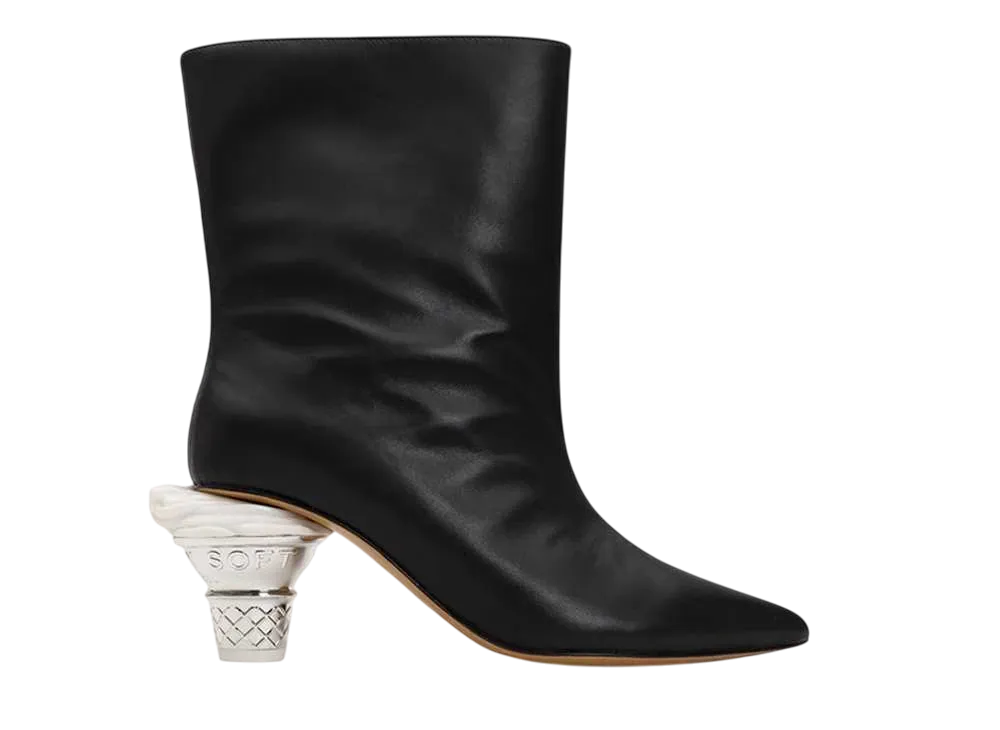 Maison MIHARA YASUHIRO Women's Soft Serve Heel Short Boots "Black"