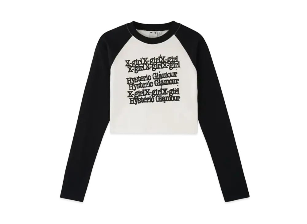 エックスガール x ヒステリックグラマー L/S ラグラン コンパクト トップ "ブラック"