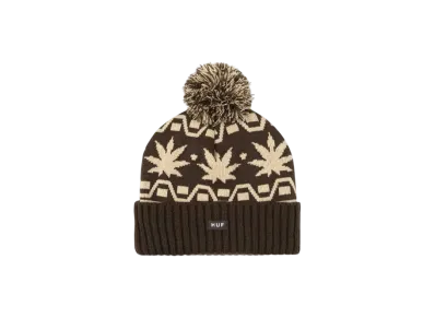 HUF Winter 24 Apres Cuff Pom Beanie "Brown"