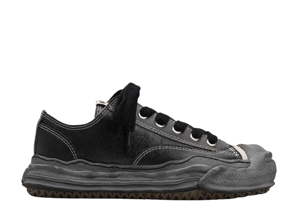 メゾンミハラヤスヒロ ハンク OG ソール シリコン コーティング キャンバス ロートップ スニーカー "ブラック/ブラック" (A13FW731)