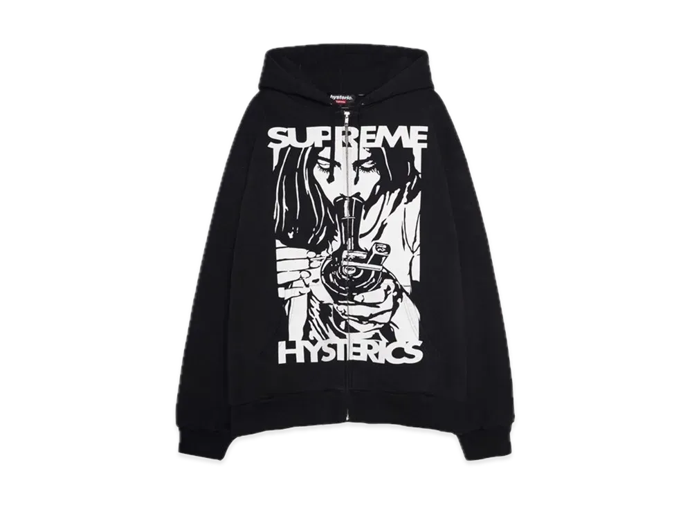 Supreme x HYSTERIC GLAMOUR Thermal Lined Zip Up Hooded Sweatshirt "Black"