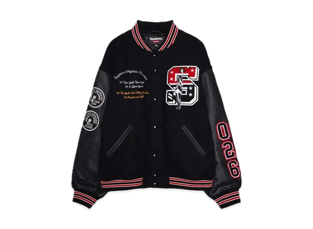 Supreme x HYSTERIC GLAMOUR Varsity Jacket "Black"