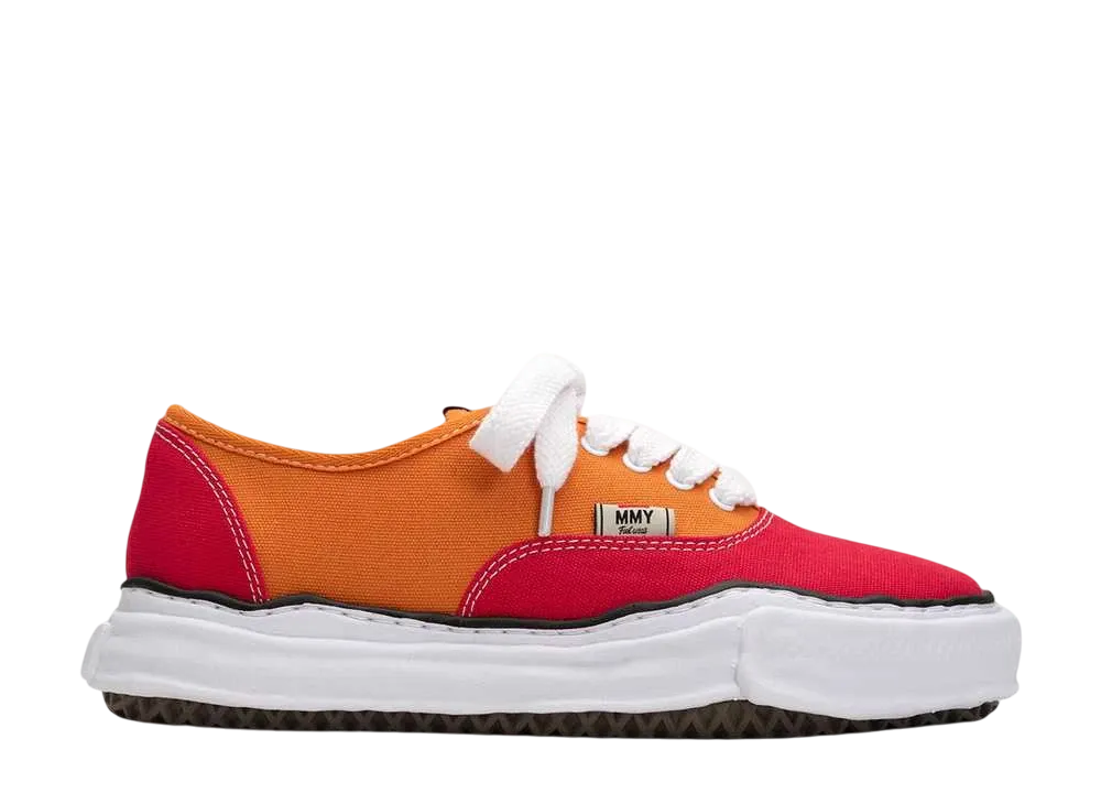 メゾンミハラヤスヒロ ベイカー OG ソール バイカラー キャンバス ロートップ スニーカー "レッド/オレンジ"  (A13FW738)