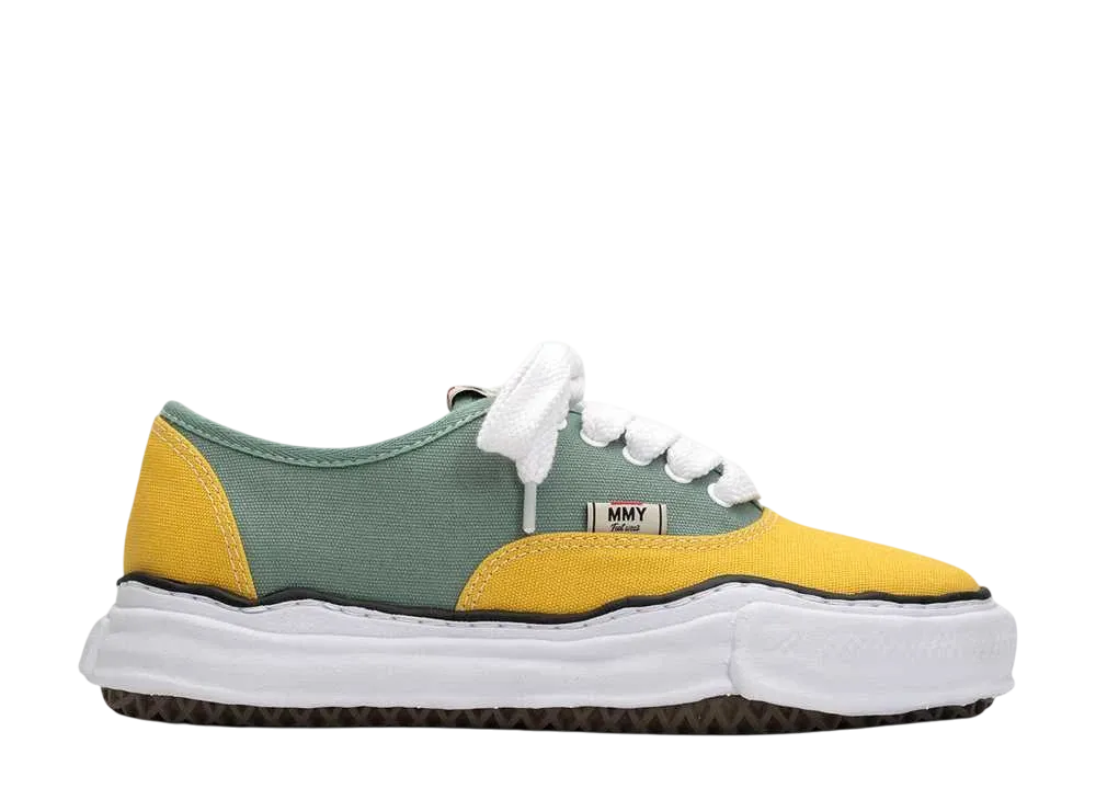 メゾンミハラヤスヒロ ベイカー OG ソール バイカラー キャンバス ロートップ スニーカー "イエロー/グリーン" (A13FW738)