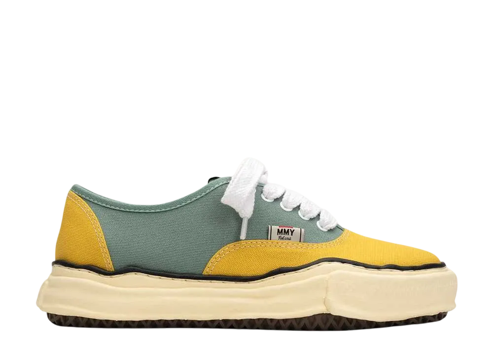 メゾンミハラヤスヒロ ベイカー OG VL ソール キャンバス ロートップ スニーカー "イエロー/グリーン" (A13FW739)