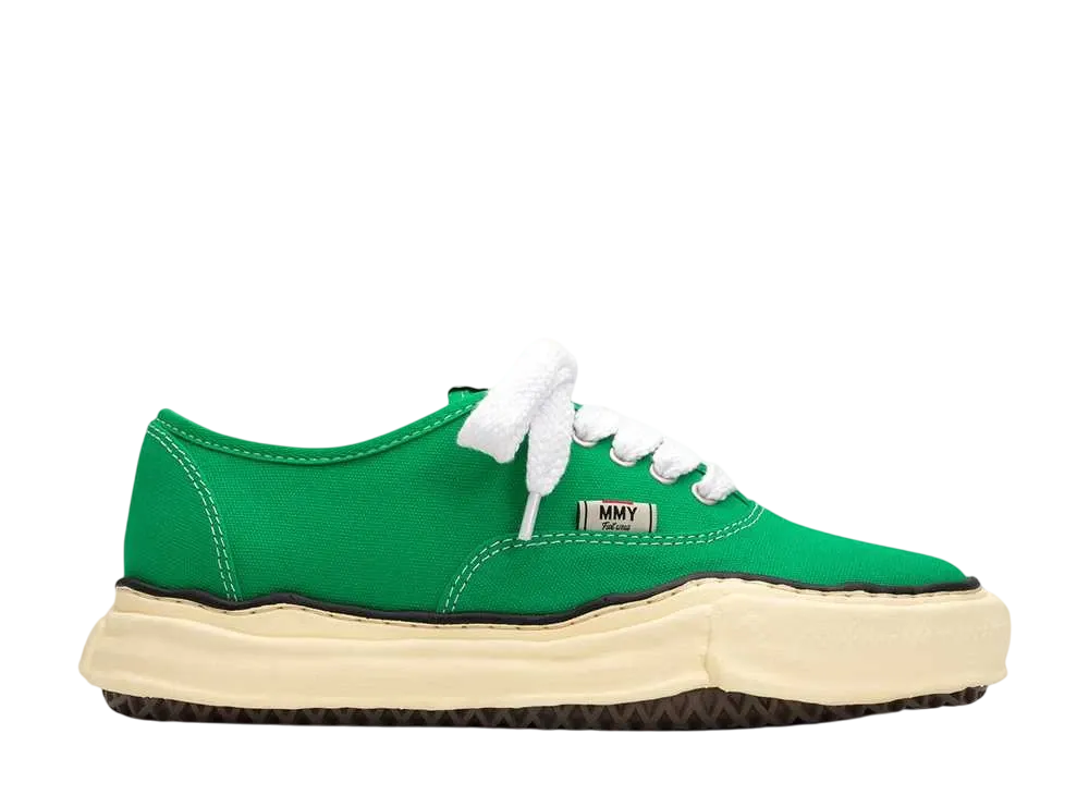 メゾンミハラヤスヒロ ベイカー ヴィンテージライク OG ソール キャンバス ロートップ スニーカー "グリーン" (A09FW735)